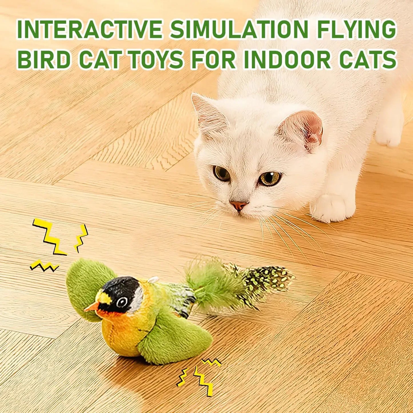 Pet Cat Toys for Indoor Cats Interactive Kitten Toy Realistic Bird Sound Containing Plush and Catnip Materials