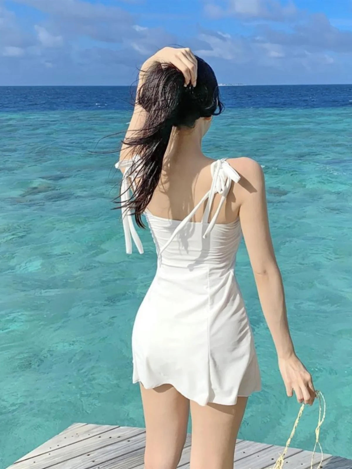 New Women's One-Piece Swimsuit Conservative Cover-Up Thermal Spring Bathing Suit Strapl Sensual Skirt Sle Swimming Costume