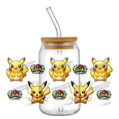 26 New cute Styles Cartoon Pokemon Friends 16oz UV DTF 3D Phone Sticker Decals Wraps Glass Can Cups Creative Craft DIY Gifts