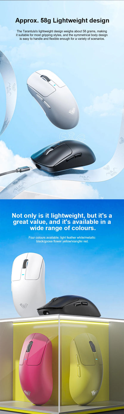 AULA SC680 Gaming Mouse Three Mode 2.4G Bluetooth Wireless Mouse 26000DPI Lightweight Mouse Paw3395 E-sports Gamer For PC