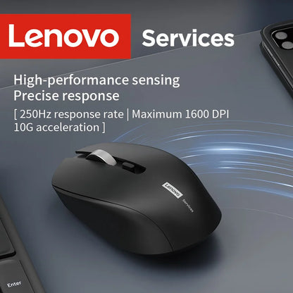 Lenovo Wireless Mouse, Silent Mouse for Business and Office Use, Ergonomic Design, Compatible with Multiple Platforms, 2.4g Connection, 1.5V Dry Battery Powered, Product Does Not Include Batteries