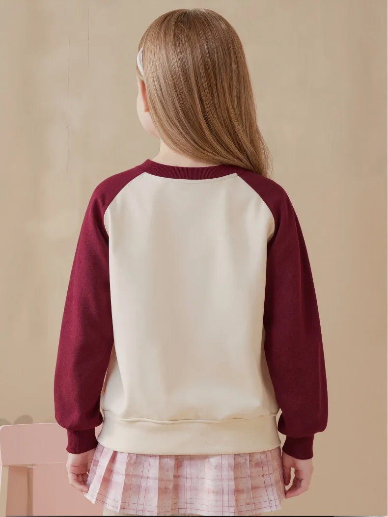 Baby Girls Casual Sweatshirts Spring Autumn New Style Children Fashion O Neck Spliced Long Sleeved Hoodies Kids Pullover Tops