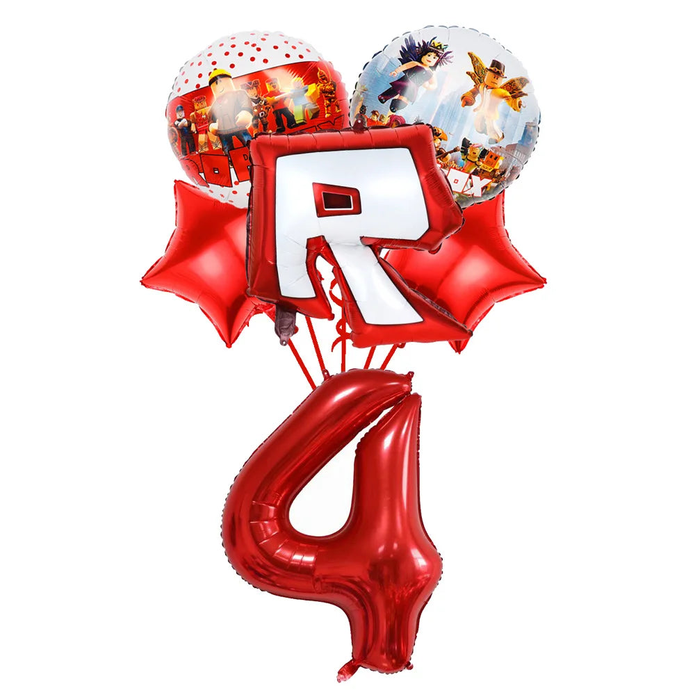 Robot Boy Happy Birthday Decoration Tableware Set Roblox Paper Tablecloth Plate Cup Cake Balloon Baby Shower Game Party Supplies