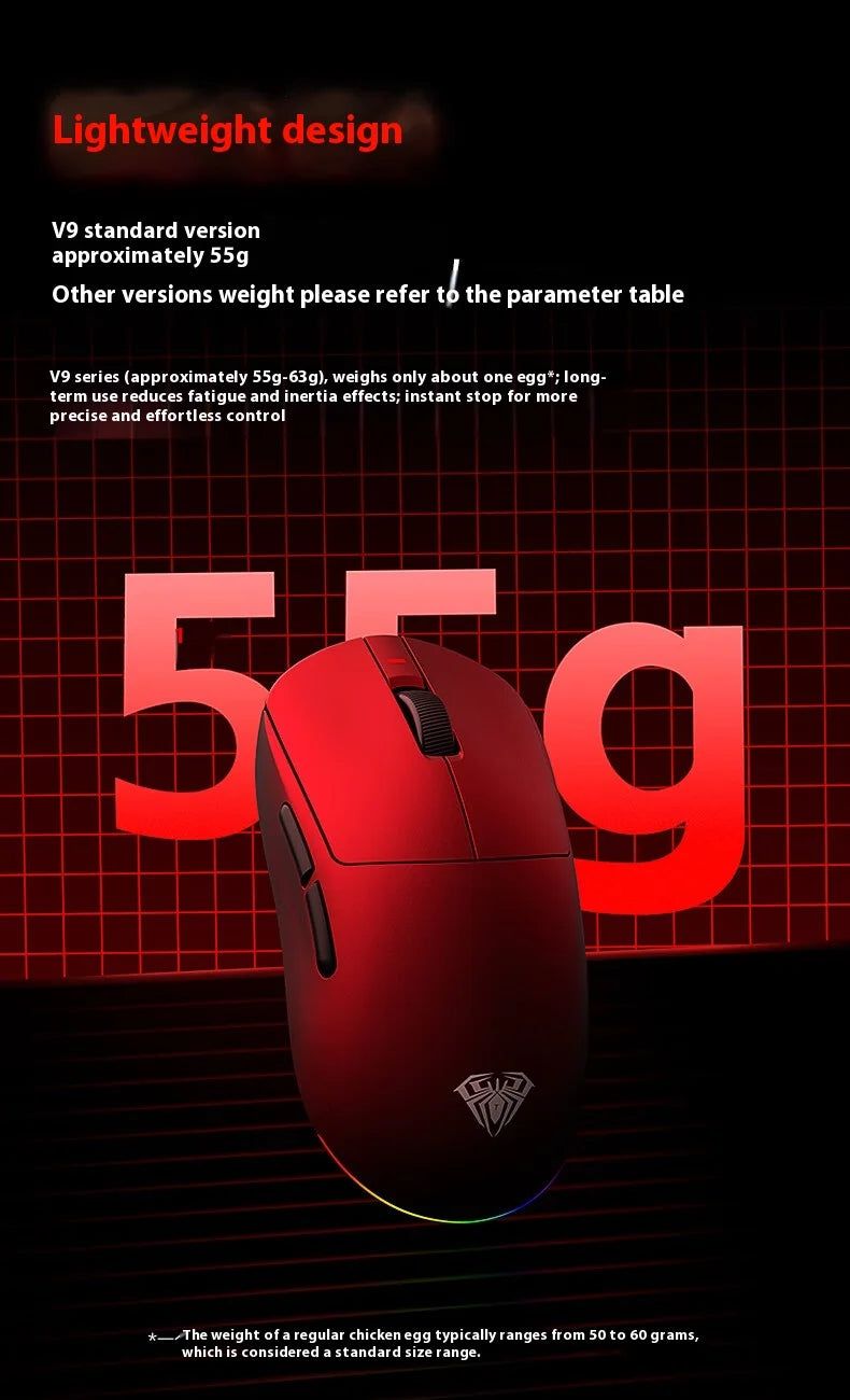 AULA V9 V9+ Wireless Mouse Tri Mode Bluetooth Lightweight Mouse E-sports Gaming Mice Esports Gaming Mice PC Accessories Gifts
