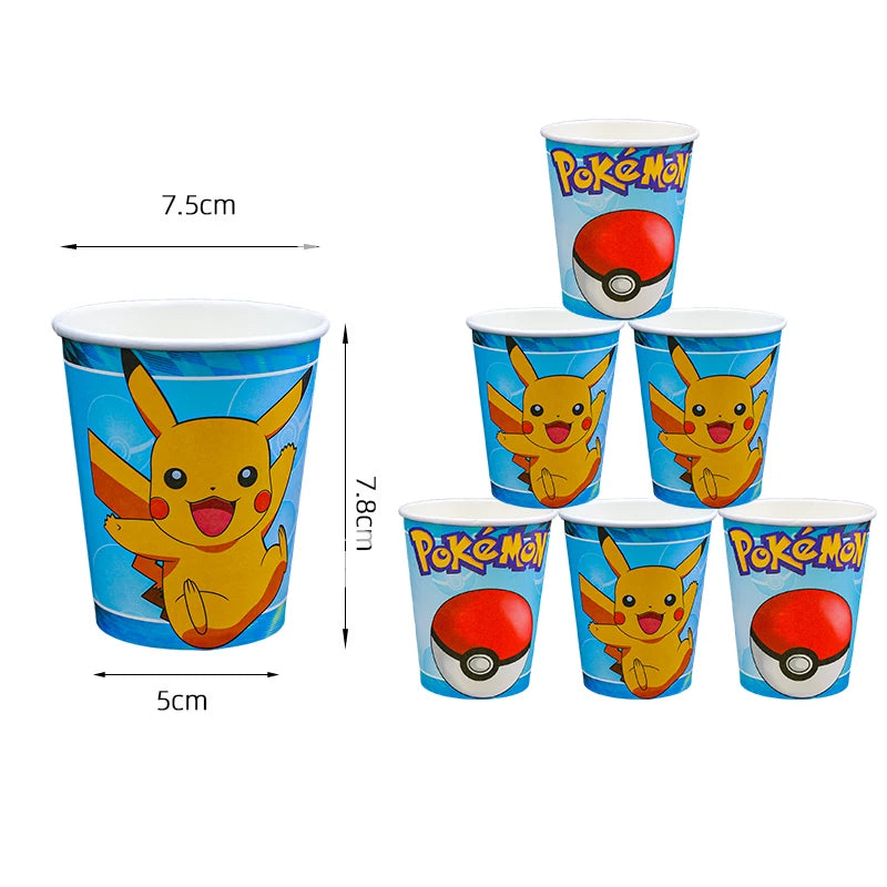 New pokemon birthday party pikachu decoration Balloon Disposable Tableware Tablecloth Straws Cup Plates Baby Shower Supplies Toy