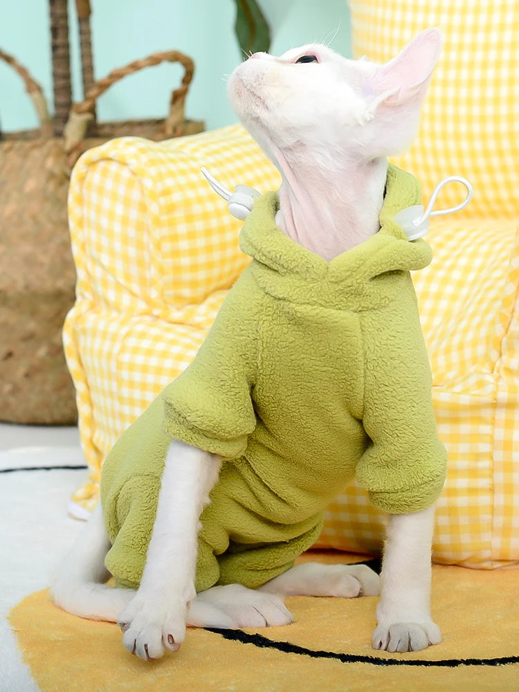 Fleece Hooded Sweater for Sphynx Cats 🐱❄️