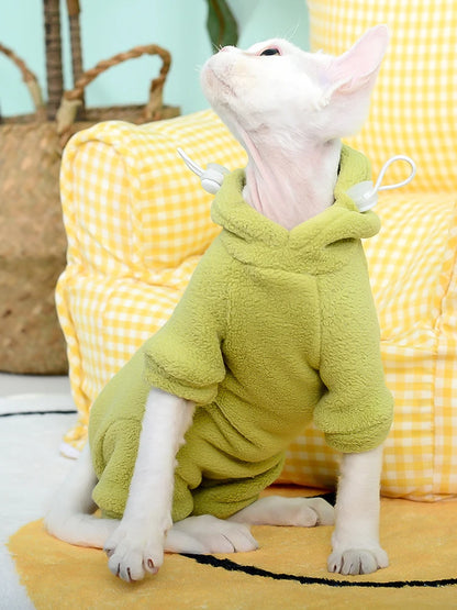 Fleece Hooded Sweater for Sphynx Cats 🐱❄️
