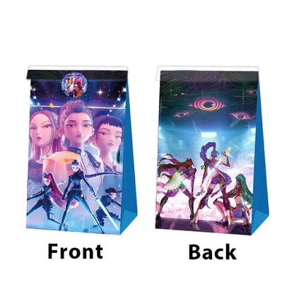 Hunters K-Pop Idol Party Favor Bags: 12-Piece Sealable Gift Bag Set with Stickers