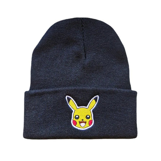 Pokemon Knitted Caps Anime Cute Pikachu Printed Winter Warm Beanies Hat Kids Unisex Outdoor Embroidery Bonnet Christmas Gifts