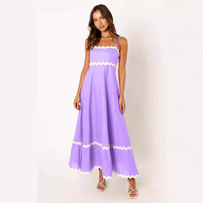 Sleeveless Scalloped Trim Midi Dress: Sexy Strapless Princess Silhouette Gown