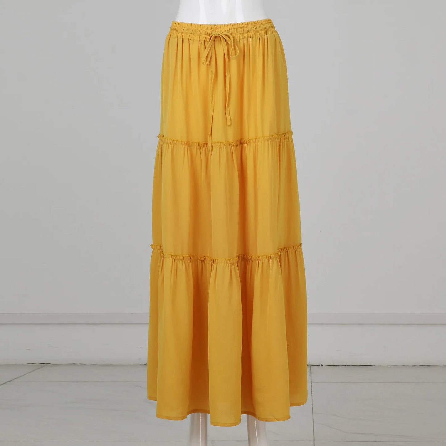 Women’s Boho Maxi Skirt: High-Waisted A-Line Tiered Long Skirt