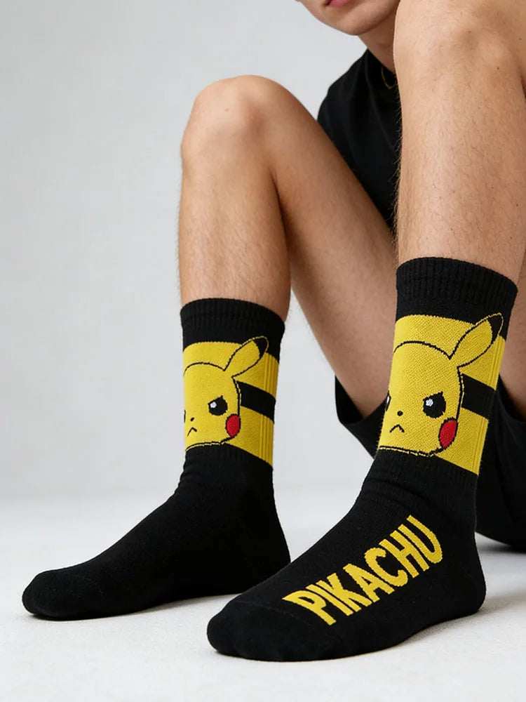 1/3 Pairs Pokémon Pikachu Cartoon Cute Knitted Mid-Calf Socks for Men and Women