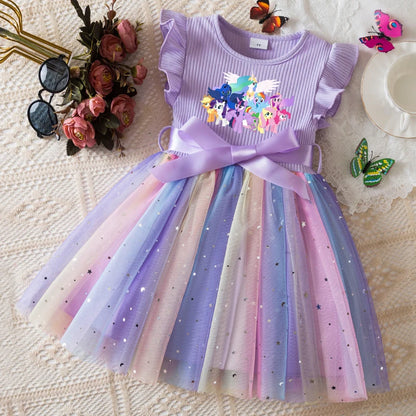 Official My Little Pony "Rainbow Magic" Princess Dress: Lavender Ribbed Bodice & Sequin Tulle Tutu