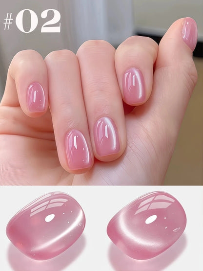 MIANEL 12ML Glass Bead Cat Eye Gel Nail Polish Flash White Spar Nude Color Magnetic Nail Polish White Nails Summer Nails 1-12pcs