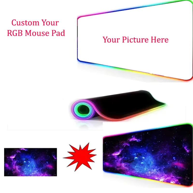Custom RGB Gaming Mouse Pad XXL 12 LED Modes Non-Slip Rubber Large Computer Keyboard Mousepad for Computers PC Laptop and Office