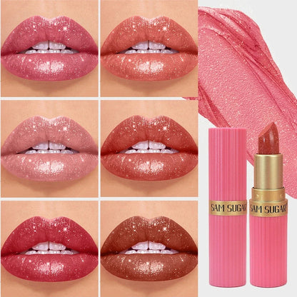 Diamond Glitter Lipstick Moisturizing Lasting Pink Sparkling Waterproof Lip Gloss Metallic Sexy Lipstick Lip Tint Lips Makeup