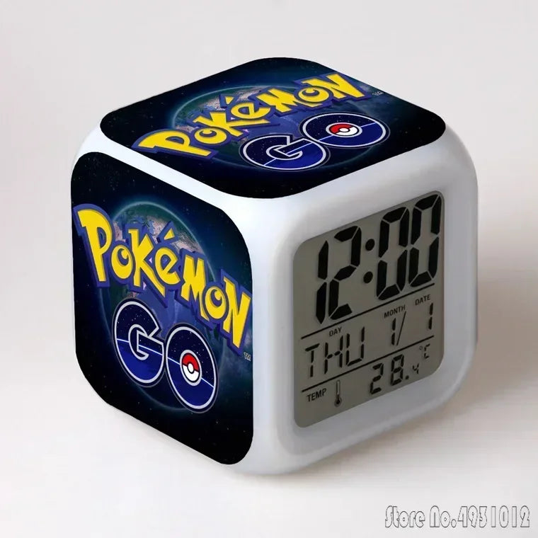 Anime Cartoon Pok é mon Cartoon Alarm Clock Creative Student 8x8x8cm LED Cube with Colorful Light Display Time Week Month