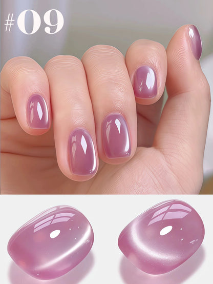 MIANEL 12ML Glass Bead Cat Eye Gel Nail Polish Flash White Spar Nude Color Magnetic Nail Polish White Nails Summer Nails 1-12pcs