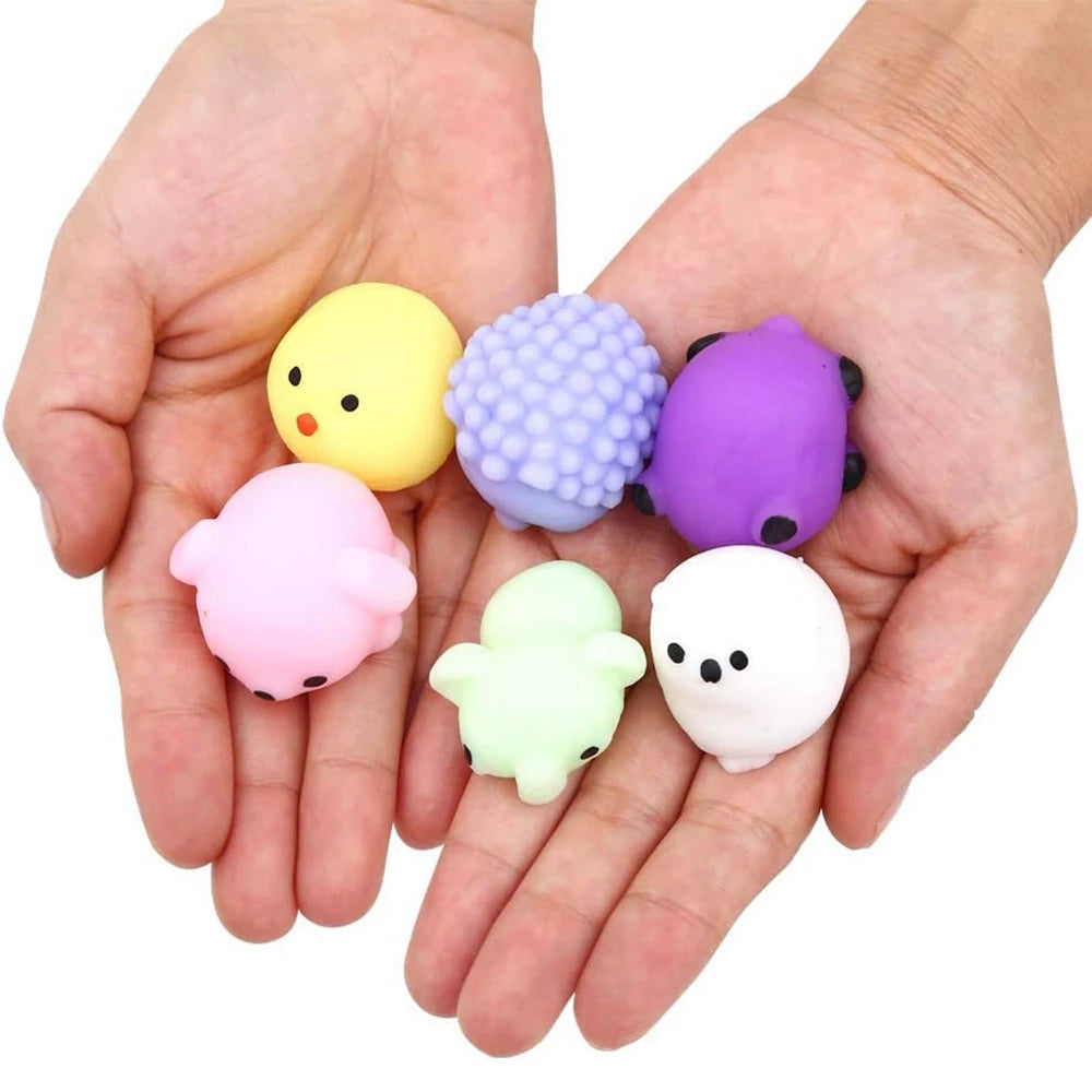 24PCS Mini Kawaii Squishies Mochi Stress Reliever Anxiety Toys Squishy Toy Party Favors for Kids Basket Fillers with Storage Box