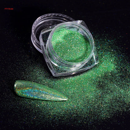 12Jars/set Holographic Glitter Nail Fine Powder 0.05mm Super Shinying Unicorn Rainbow Laser Powder DIY Mirror Manicure Powder