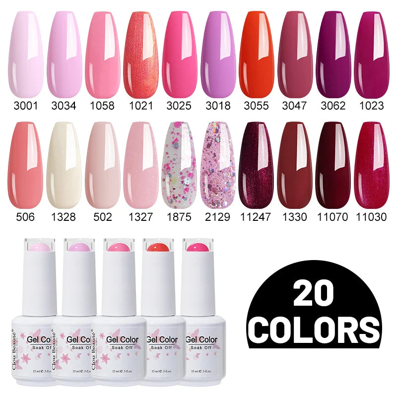 Clou Beaute 10/12/20/24pcs Gel Nail Polish Set Color 15ml White Glass Bottle Nail Art Kit Semi Permanent Gellack Nail Varnish