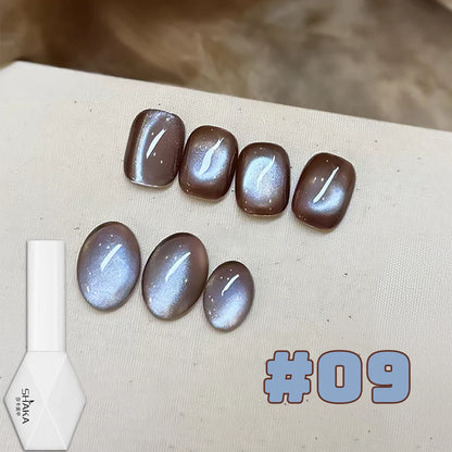 WS 10ML Sunlight Cat Eye Gel Nail Polish Autumn Winter Whitening Wine Red Color Light Sunset Glow Cat Eye Glass Beads Nail Atr