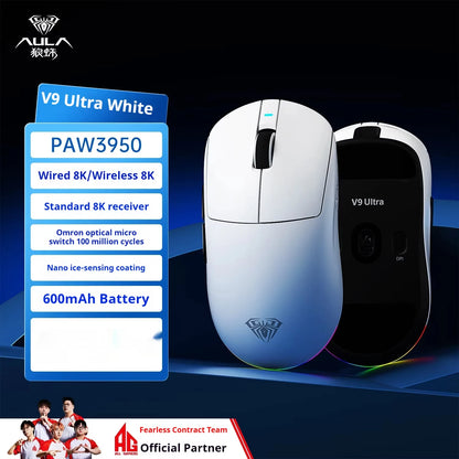 AULA V9 V9+ Wireless Mouse Tri Mode Bluetooth Lightweight Mouse E-sports Gaming Mice Esports Gaming Mice PC Accessories Gifts