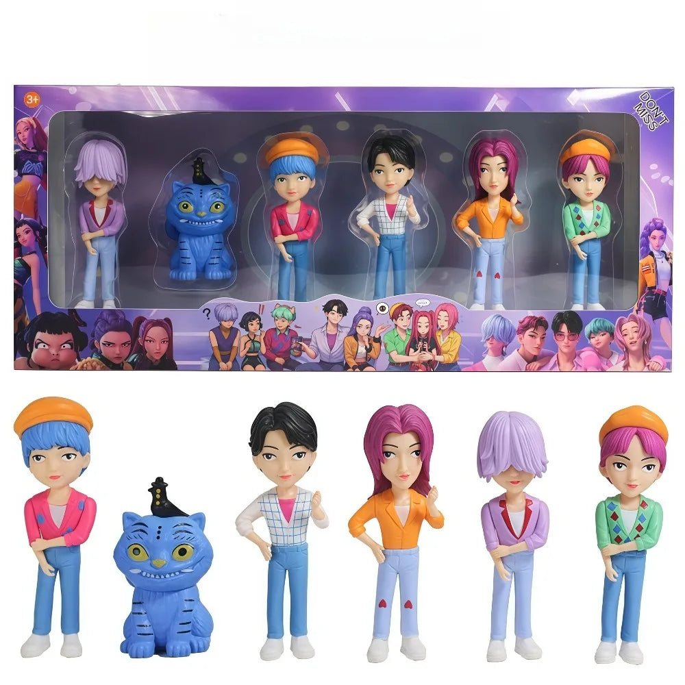 K-Pop Idol "Tiger Star" Chibi Action Figures: 6-Piece Hunter Anime Collectible Set