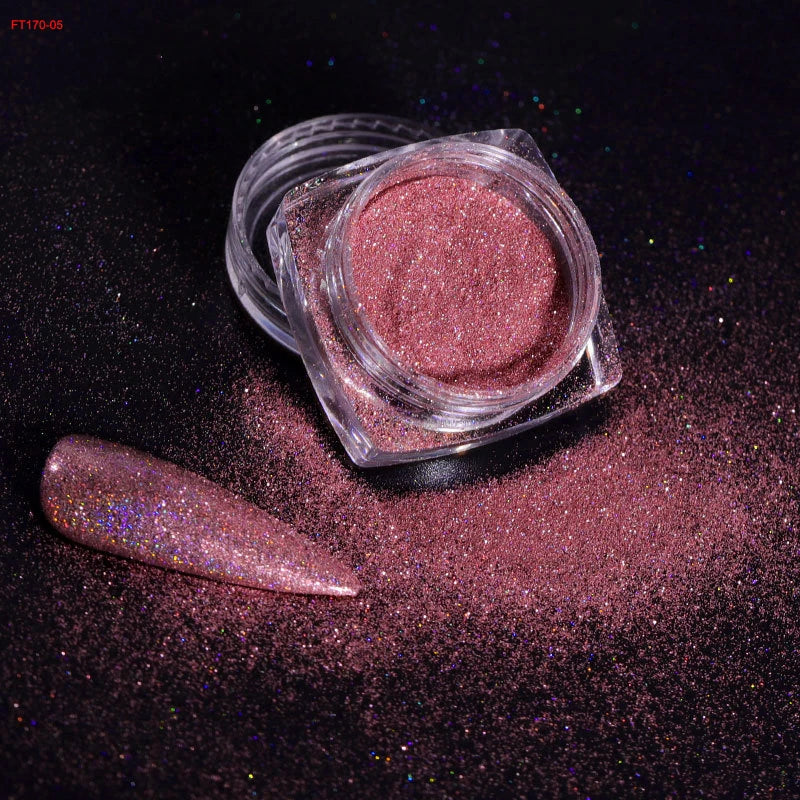 12Jars/set Holographic Glitter Nail Fine Powder 0.05mm Super Shinying Unicorn Rainbow Laser Powder DIY Mirror Manicure Powder