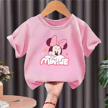 Girls' Minnie Mouse "Love Music" Summer T-Shirt: Breathable Short Sleeve Disney Tee