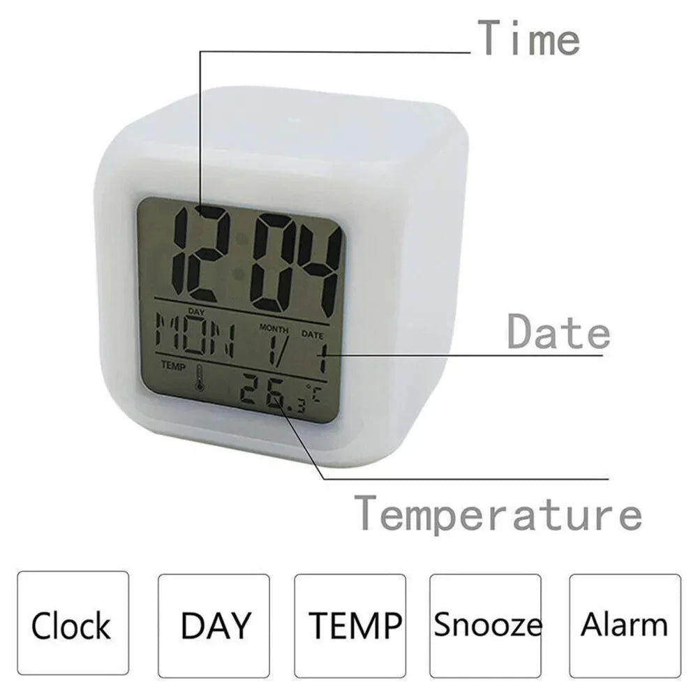 Anime Cartoon Pok é mon Cartoon Alarm Clock Creative Student 8x8x8cm LED Cube with Colorful Light Display Time Week Month