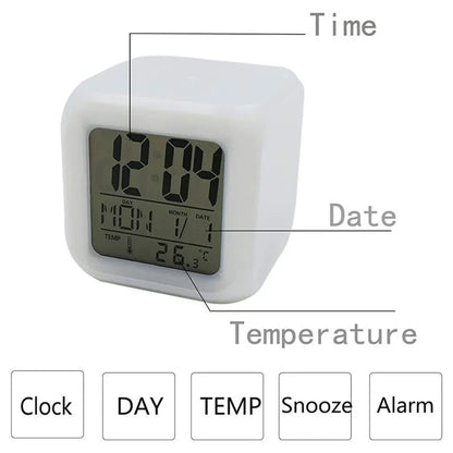 Anime Cartoon Pok é mon Cartoon Alarm Clock Creative Student 8x8x8cm LED Cube with Colorful Light Display Time Week Month
