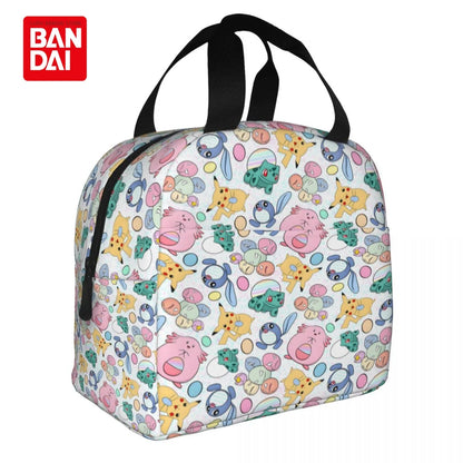 Bandai Japan Anime Pokemon Lunch Bag for School Kids Office Pikachu Sac Lunch Portable Thermal Cooler Lunch Box Handbag Gift