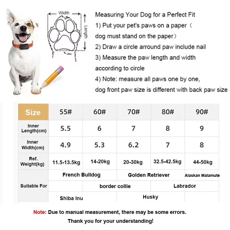 Large Dog Shoes Snowproof Anti-Slip Rubber Sole Winter Pet Dog Shoes For Medium Large Dogs Cotton Shoes Booties For Dogs