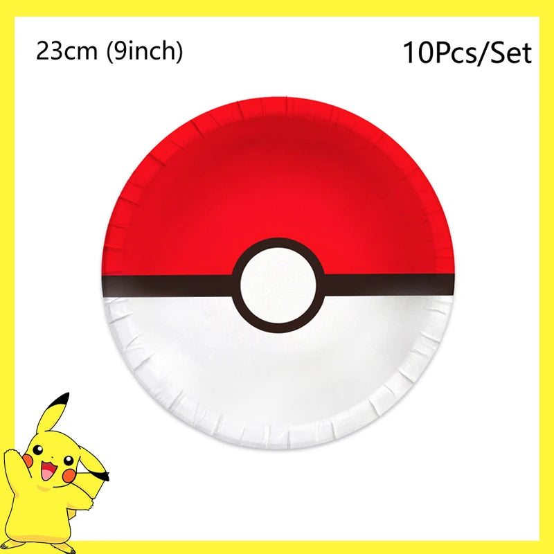 Pokemon Birthday Party Decoration Pikachu Disposable Tableware Cup Napkin Plate Tablecloth Baby Shower Cake Topper Flag Balloons