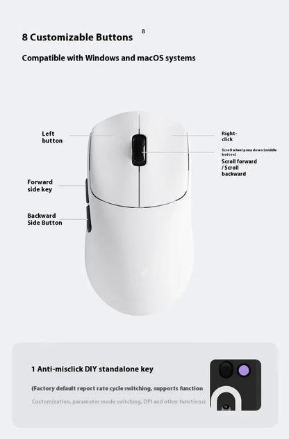 Rapoo VT0 MAX Wireless Gaming Mouse PAW3950 PAW3398 Nordic54L15 Chip Dual 8KHz 45000DPI Ergonomic FPS Gaming Mouse for PC Gamer