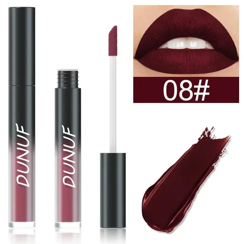 DUNUF 32 Color Matte Liquid Lipstick: Bold Pigment Non-Stick Lip Glaze