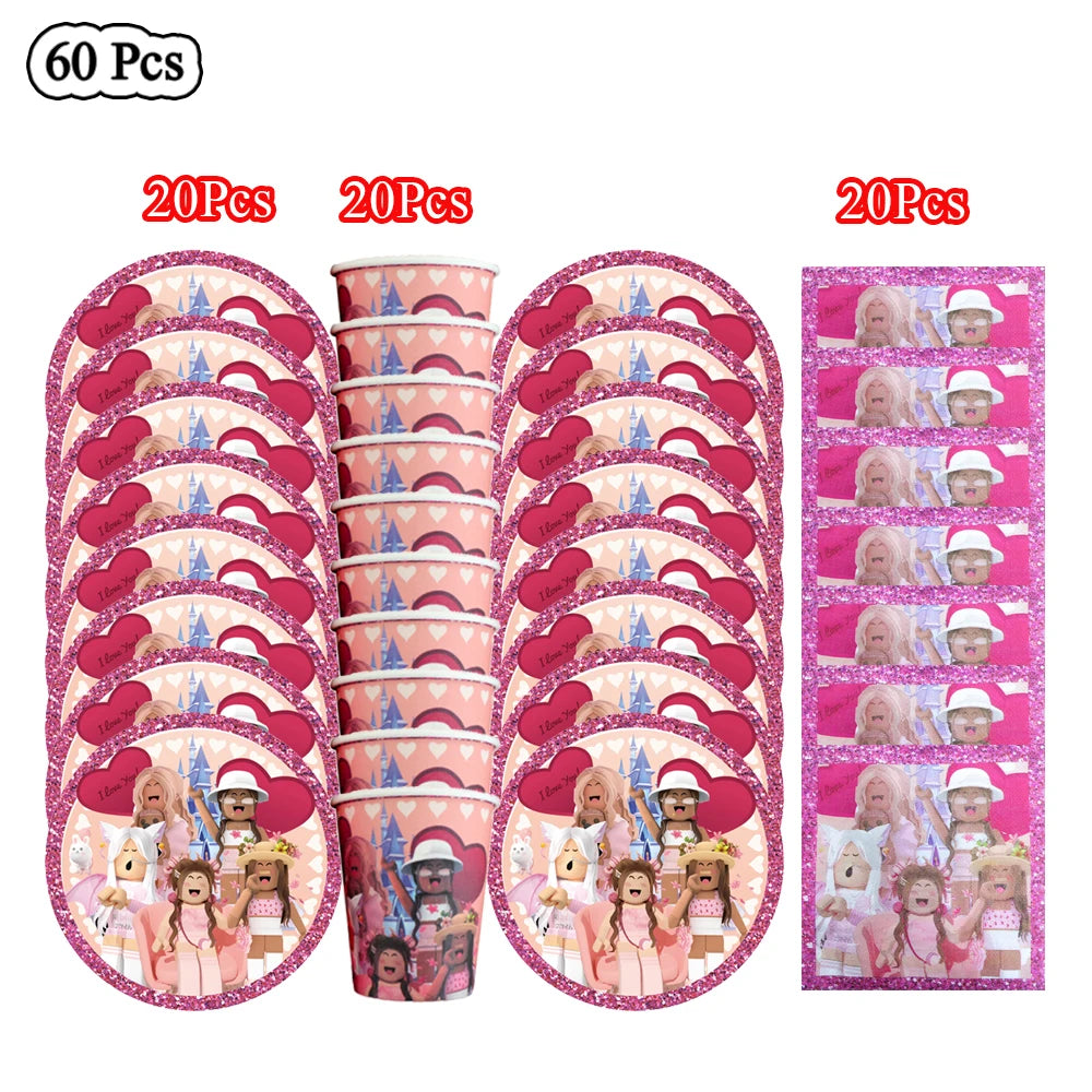 Pink Roblox Birthday Set 🎉🤖