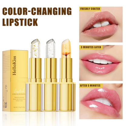 Temperature Color Changing Women Flower Lipstick Transparent Waterproof Moisturizing Crystal Jelly Pearlescent Lip Balm Cosmetic