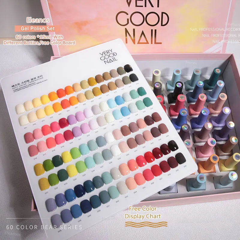 Eleanos 60 Colors Gel Polish Set Very Good Nail Gel Kit With Different Bottle For Nail Art Whole Set Nail Gel Polish Learner Kit