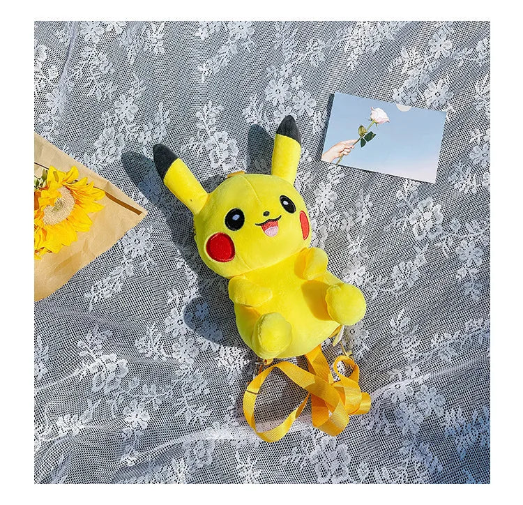 30cm Pokemon Fashion Japanese Anime Fun Cartoon Small Bag Pikachu Plush Doll Backpack Girl Cute Pikachu Plush Backpack