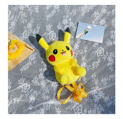 30cm Pokemon Fashion Japanese Anime Fun Cartoon Small Bag Pikachu Plush Doll Backpack Girl Cute Pikachu Plush Backpack