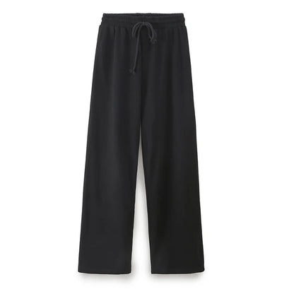 Willshela Women Fashion 2 Piece Set Solid T-Shirts & Vintage High Elastic Waist Trousers Feamle Chic Lady Pants Sets