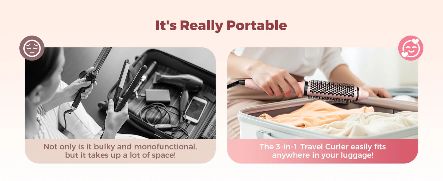 Thermal Brush 1.5 inch Dual PTC Heated Curling Styler 6 Temps with Negative Ions & Ceramic for Volumizing Straightener Curling