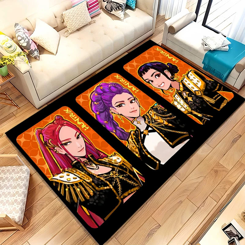 K-Pop Demon Hunters Golden Saja Boys Living Room Non-Slip Area Rug Soft Carpet for Bedroom Playroom Sofa,Home Decor Doormat