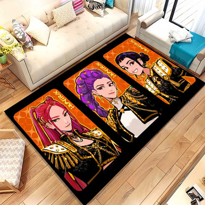 K-Pop Demon Hunters Golden Saja Boys Living Room Non-Slip Area Rug Soft Carpet for Bedroom Playroom Sofa,Home Decor Doormat
