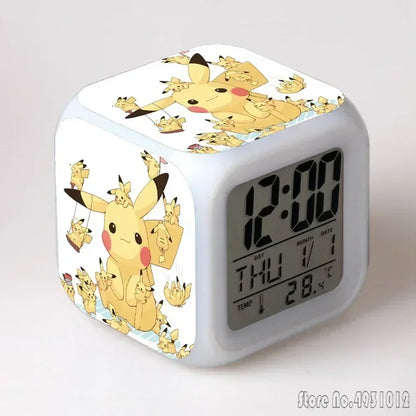Anime Cartoon Pok é mon Cartoon Alarm Clock Creative Student 8x8x8cm LED Cube with Colorful Light Display Time Week Month