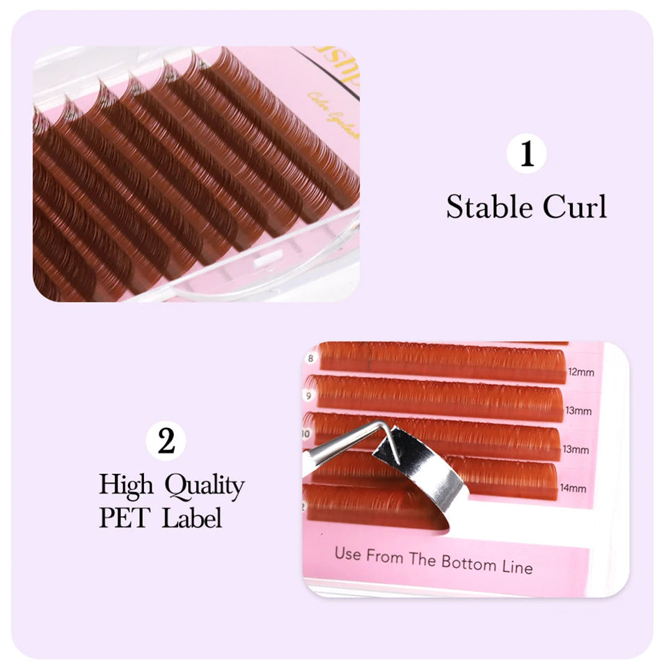 Brown Individual Eyelashes Extension 8-15 Mixed Lash Colorful Premium Dark Brown Lashes Soft Natural Mink False Eyelashes Makeup
