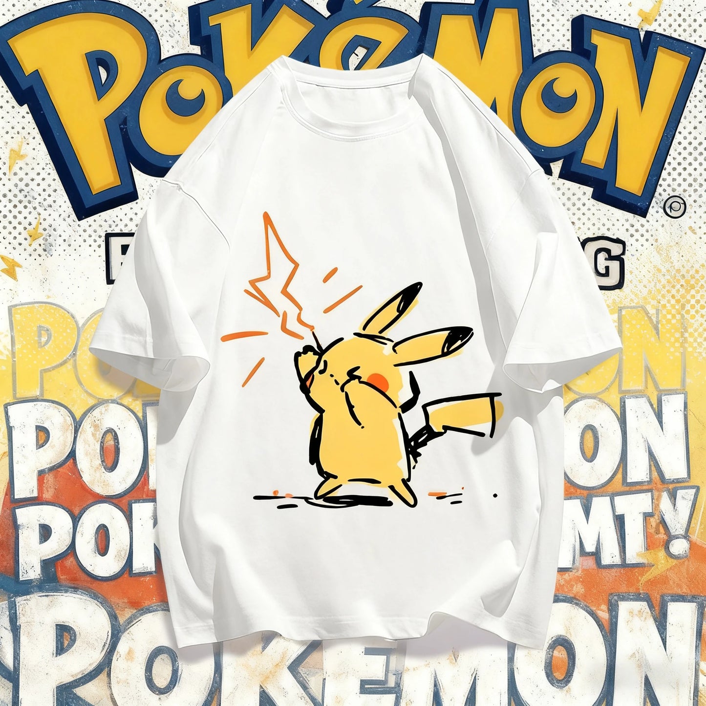 25 Summer Pokémon Anime Pikachu Brand 100%Pure Cotton Printed T-shirt Men Harajuku Casual Versatile Short-sleeved Y2k Loose