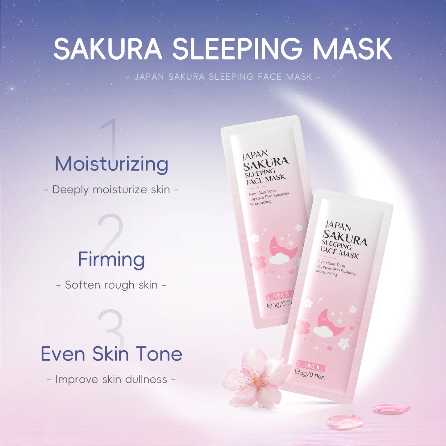 LAIKOU Sleeping Face Mask Set: 5pcs Night Repair & Deep Hydration Combo